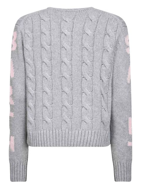MC2 Saint Barth cable-knit jacquard lettering sweater - Grey - zdjęcie produktu nr 2