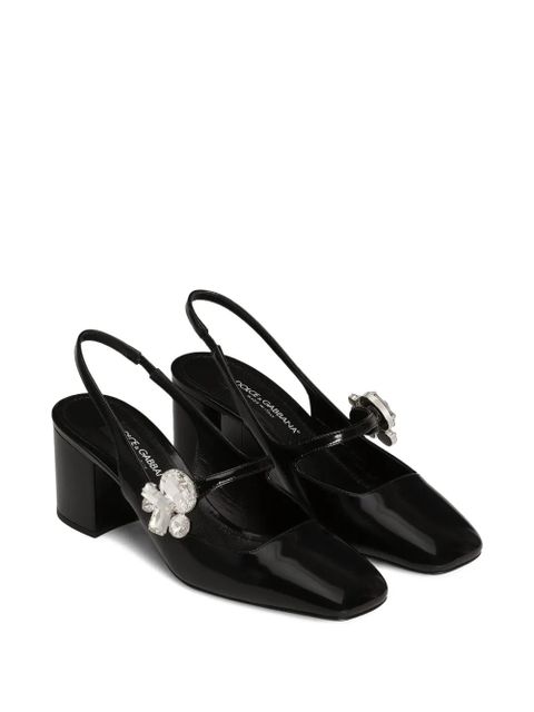 Dolce & Gabbana 60mm crystal-embellished slingback pumps - Black - zdjęcie produktu nr 2