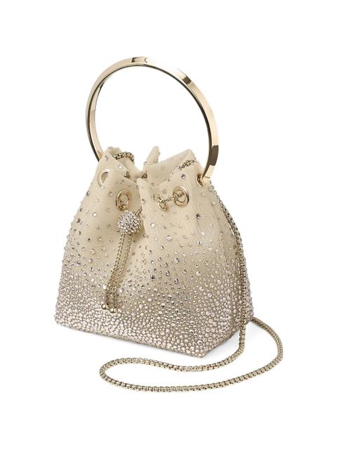 Jimmy Choo Bon Bon embellished circle-handle bucket bag - Gold