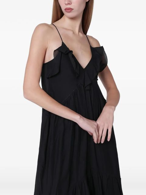 ISABEL MARANT ruffled-detail V-neck maxi dress - Black