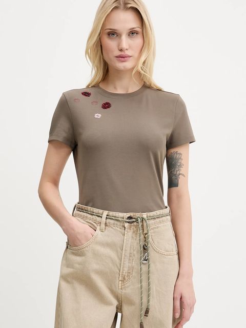 Miss Sixty t-shirt damski kolor brązowy 6S2SJ06900 - zdjęcie produktu nr 1