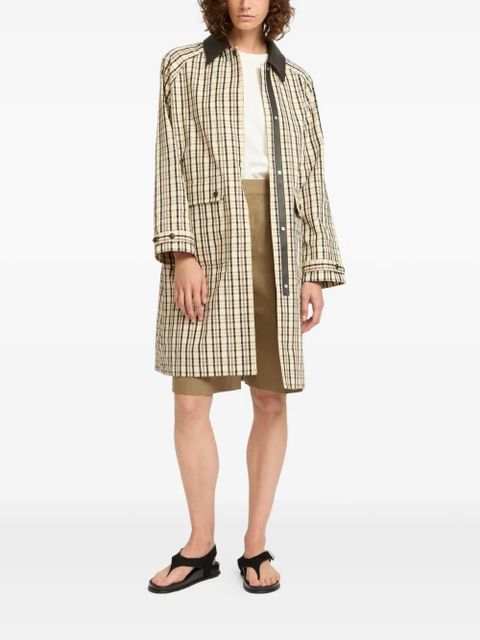 Yves Salomon check-pattern leather collar coat - Yellow - zdjęcie produktu nr 2