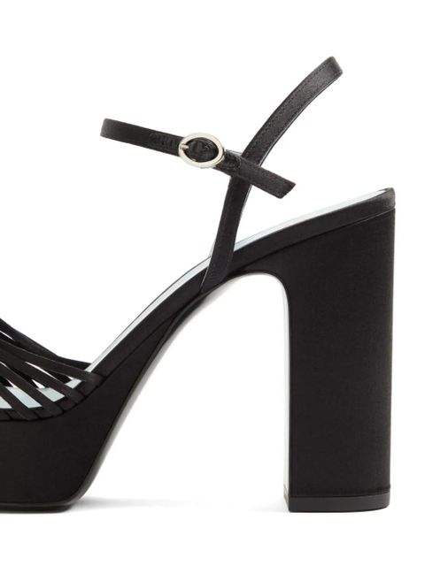Valentino Garavani Coeur Royal platform sandals in satin 115mm - Black