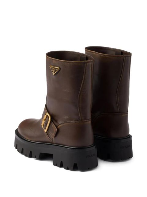 Prada buckle-fastening platform boots - Brown