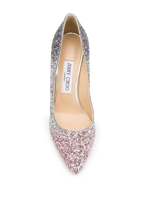 Jimmy Choo Romy 85mm glitter-embellished pumps - Silver