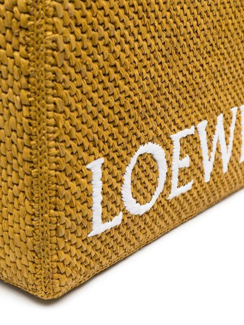 LOEWE Small Loewe Font raffia tote bag - Yellow