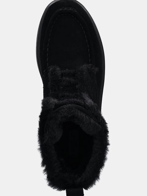 Twinset botki zamszowe damskie kolor czarny na płaskim obcasie lekko ocieplone 252TGT01C