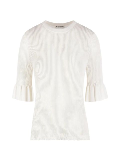 Jil Sander ruffled ribbed top - White - zdjęcie produktu nr 1