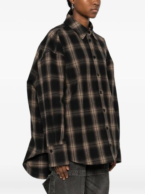 The Attico Diana checked long-sleeve shirt - Black