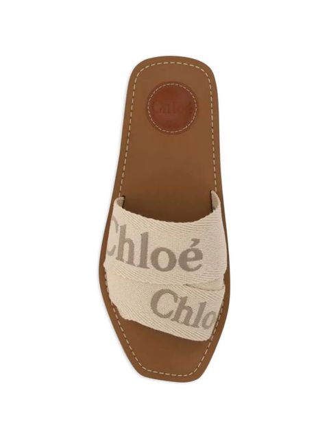 Chloé Woody logo-print sandals - Neutrals