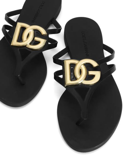 Dolce & Gabbana logo plaque flip-flops - Black