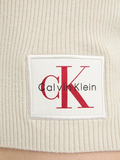 Calvin Klein Jeans sweter damski kolor beżowy lekki z golfem LV047D350G