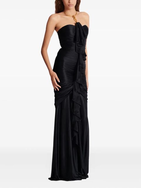 Balmain draped-bustier dress - Black
