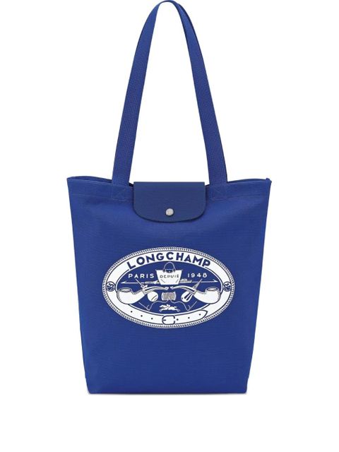 Longchamp Le Pliage M logo-print tote bag - Blue - zdjęcie produktu nr 1