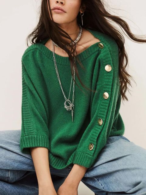 Ba&Sh Classy buttoned-sleeve jumper - Green