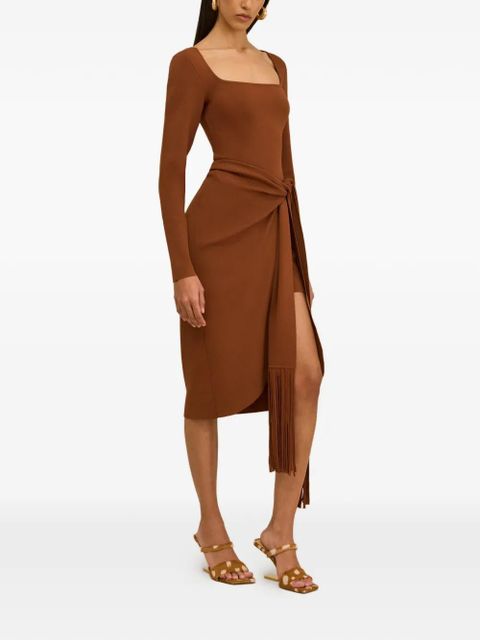 Cult Gaia Lera fringed midi dress - Brown - zdjęcie produktu nr 2