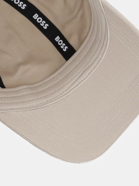 BOSS czapka z daszkiem bawełniana kolor beżowy z aplikacją 50533348