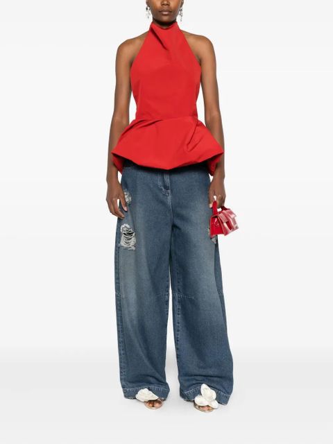 Magda Butrym halterneck peplum top - Red - zdjęcie produktu nr 2