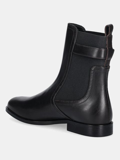 Twinset sztyblety skórzane damskie kolor brązowy na płaskim obcasie 252TCP120