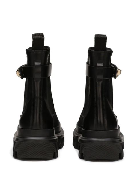 Dolce & Gabbana branded-strap leather Chelsea boots - Black