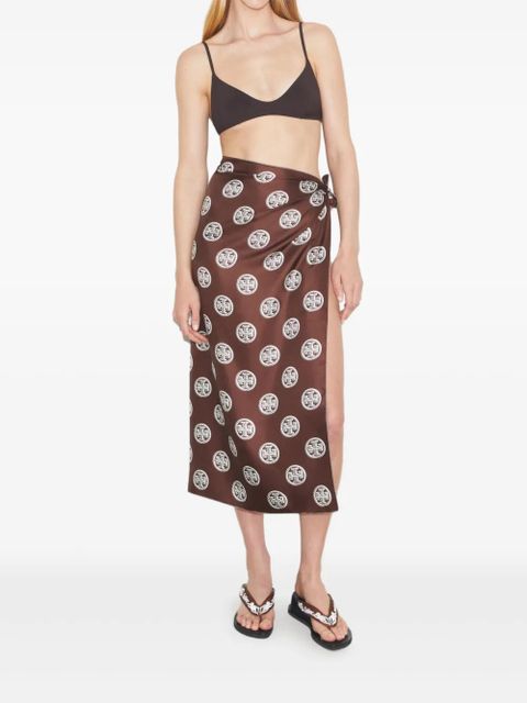 Tory Burch patterned silk pareo - Brown