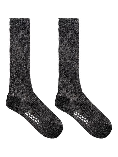 ISABEL MARANT Loula glitter ribbed socks - Black - zdjęcie produktu nr 1