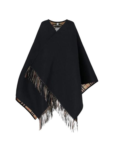 Burberry fringed check-pattern cape - Black - zdjęcie produktu nr 1