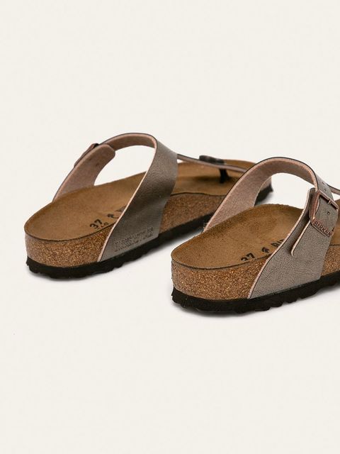 Birkenstock japonki Gizeh damskie kolor brązowy na płaskim obcasie 1016145