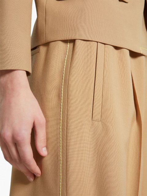 Marni logo-waistband wool flared trousers - Brown