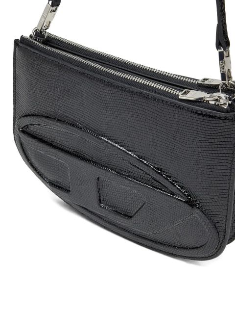 Diesel Twin-Double-pouch embossed-leather shoulder bag - Black