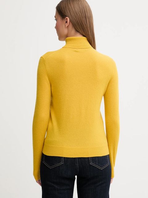 United Colors of Benetton sweter wełniany damski kolor żółty z golfem 1002D2348 - zdjęcie produktu nr 2