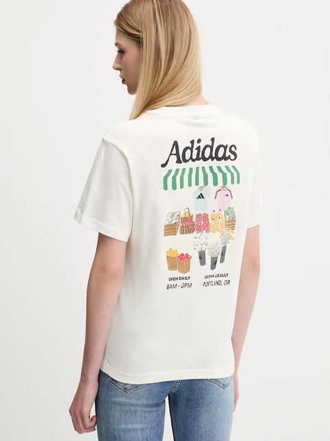 adidas t-shirt bawełniany FARMMKT damski kolor beżowy KB2485 - zdjęcie produktu nr 1