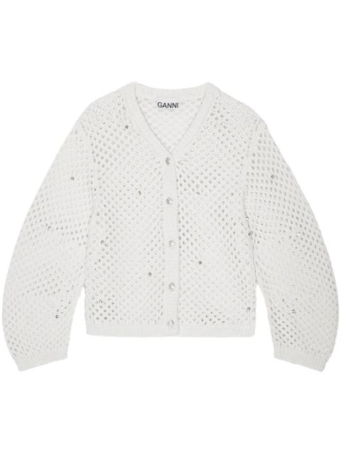 GANNI open-knit cardigan - White - zdjęcie produktu nr 1