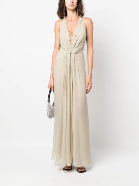 Christopher Esber knot-detail silk long dress - Neutrals