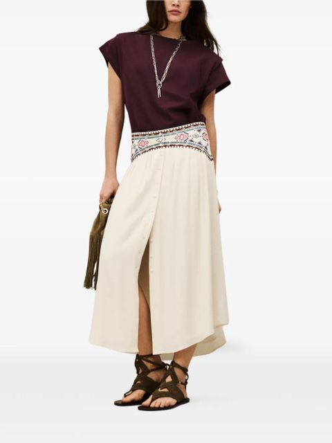 Ba&Sh Tilana embroidered buttoned skirt - Neutrals