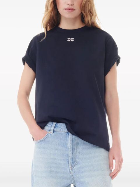 GANNI logo-embellished cotton T-shirt - Blue