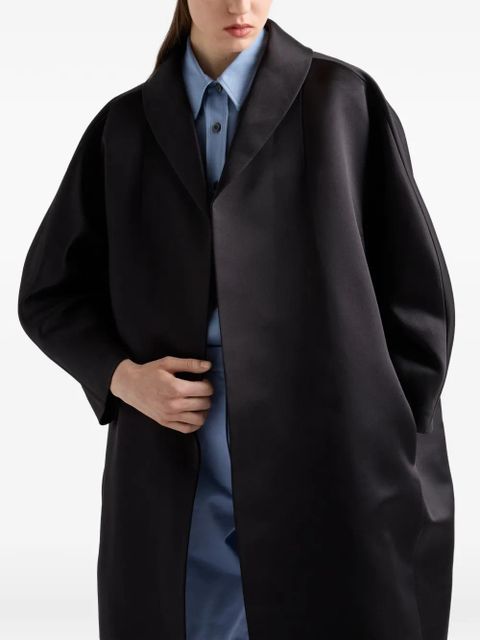 Prada single-breasted double satin coat - Black