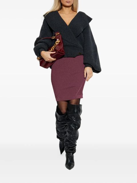 Balmain ribbed mini skirt - Purple