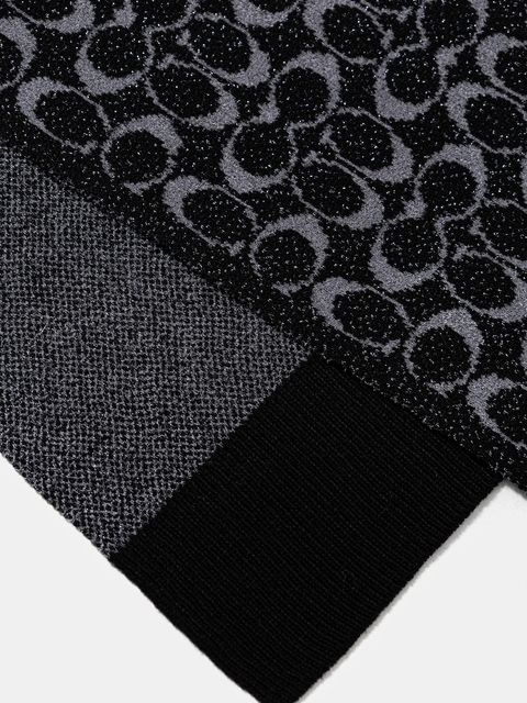 Coach szalik z dodatkiem wełny damski kolor czarny gładki 29COWC540468