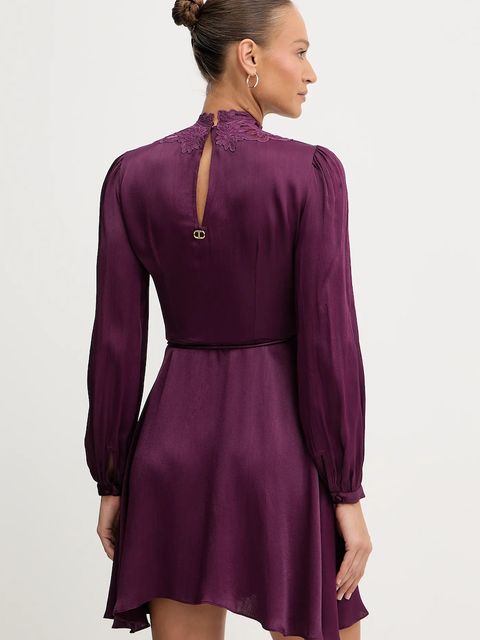 Twinset sukienka kolor fioletowy mini rozkloszowana 252TT2245