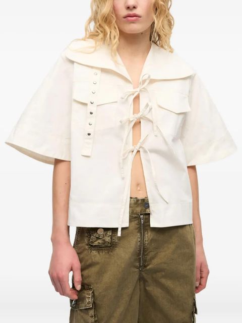 GANNI self-tie blouse - White