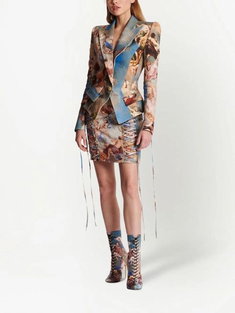Balmain abstract-print double-breasted blazer - Blue - zdjęcie produktu nr 2
