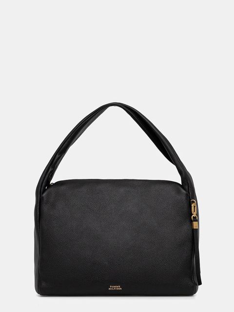 Tommy Hilfiger torebka skórzana kolor czarny AW0AW18285 - zdjęcie produktu nr 1