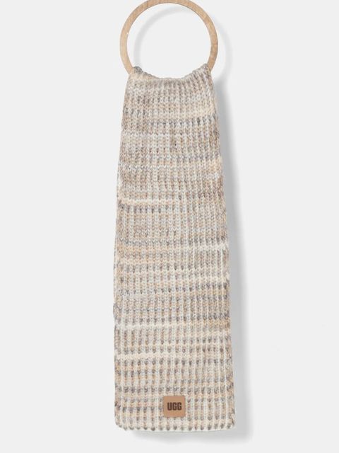 UGG szalik z domieszką wełny kolor beżowy wzorzysty 100824