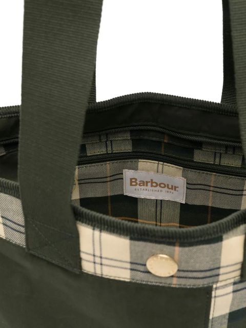 Barbour check-panel tote bag - Green