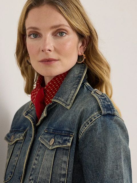 Lauren Ralph Lauren kurtka jeansowa kolor niebieski przejściowa 200978818