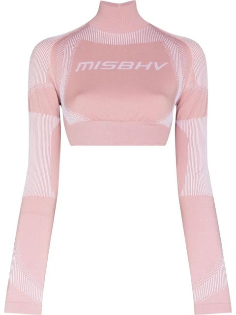MISBHV logo-print long-sleeved cropped top - Pink
