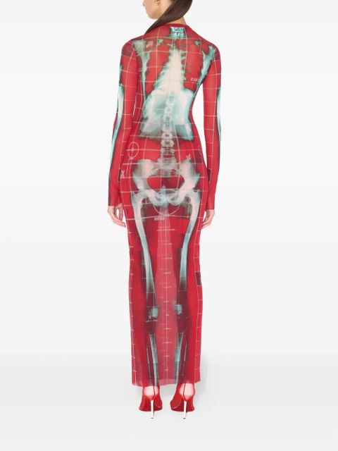 Jean Paul Gaultier Squeletor mesh long dress - Red
