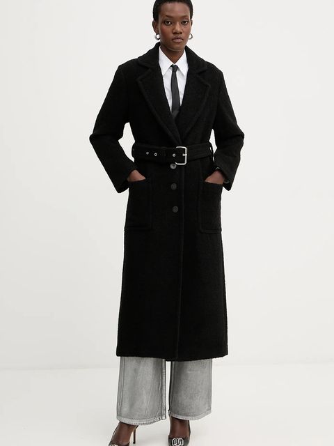 Pinko płaszcz z dodatkiem wełny kolor czarny 105695 A2UB