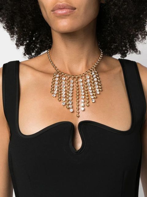 Alessandra Rich fringed crystal-bead embellished necklace - Gold - zdjęcie produktu nr 2